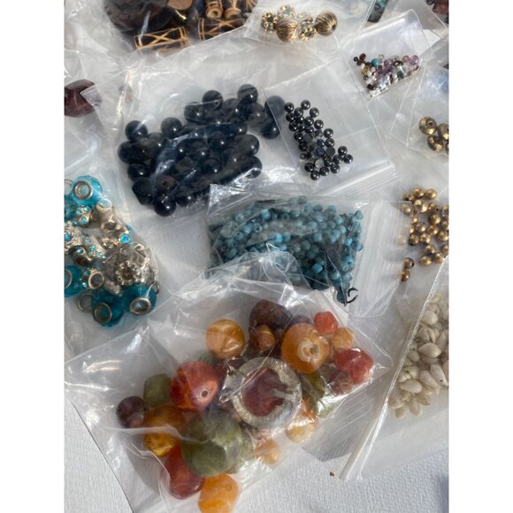 Mixed bead Lot Multiple Colors, Sizes, Stone, Acrylic, Ceramic, Wood, Metal, Gla - Picture 3 of 8